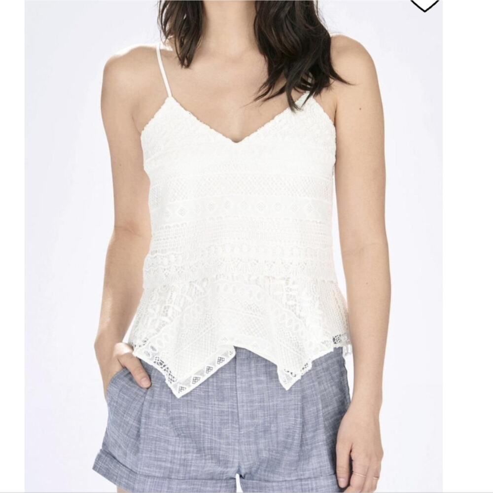 Women's Parker London Lace Tank White Large Blouse Top Vneck Fall Bohemian